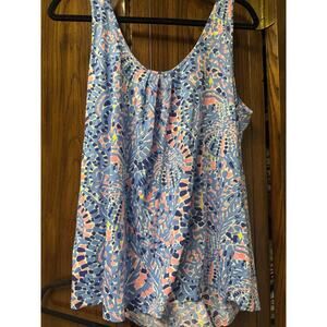 Lilly Pulitzer Kinsey Tank Top Tic Tac Tile All Over Large Pima Cotton